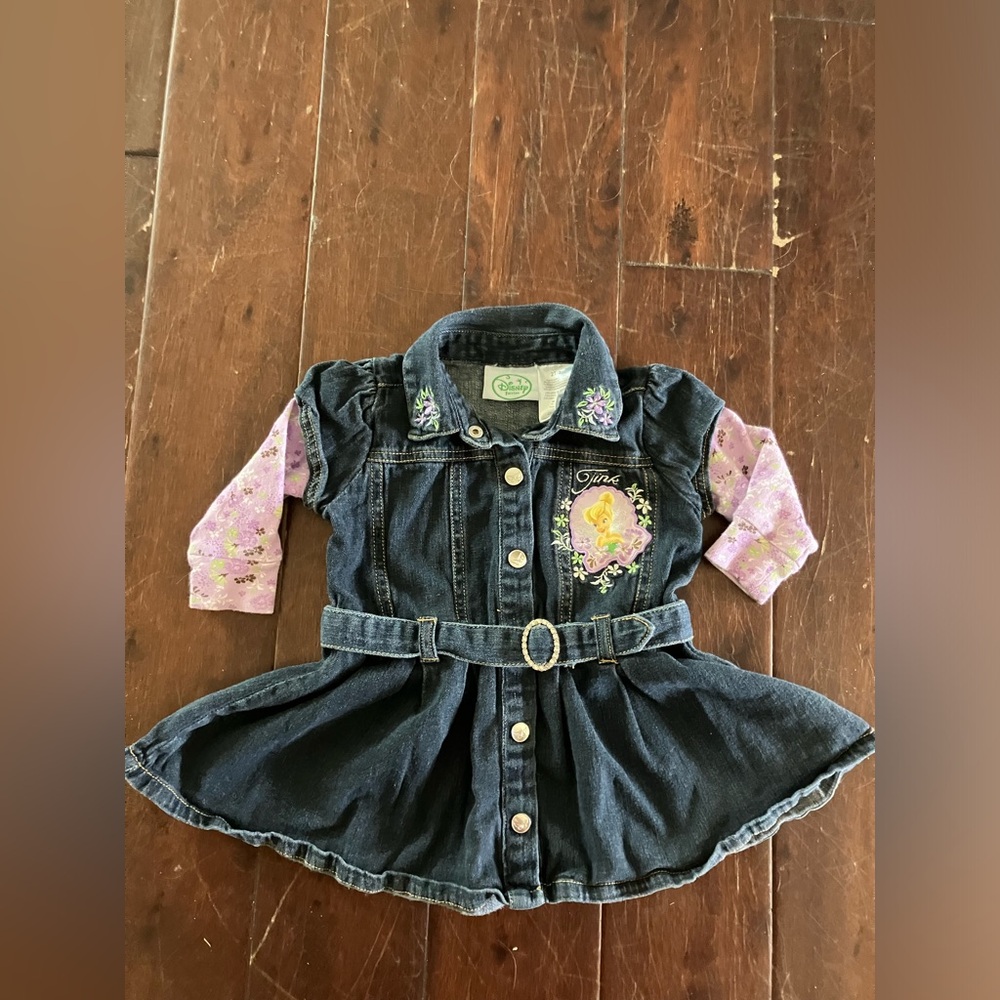 Disney Fairies Tinkerbell Denim Dress Purple Girls 2T
